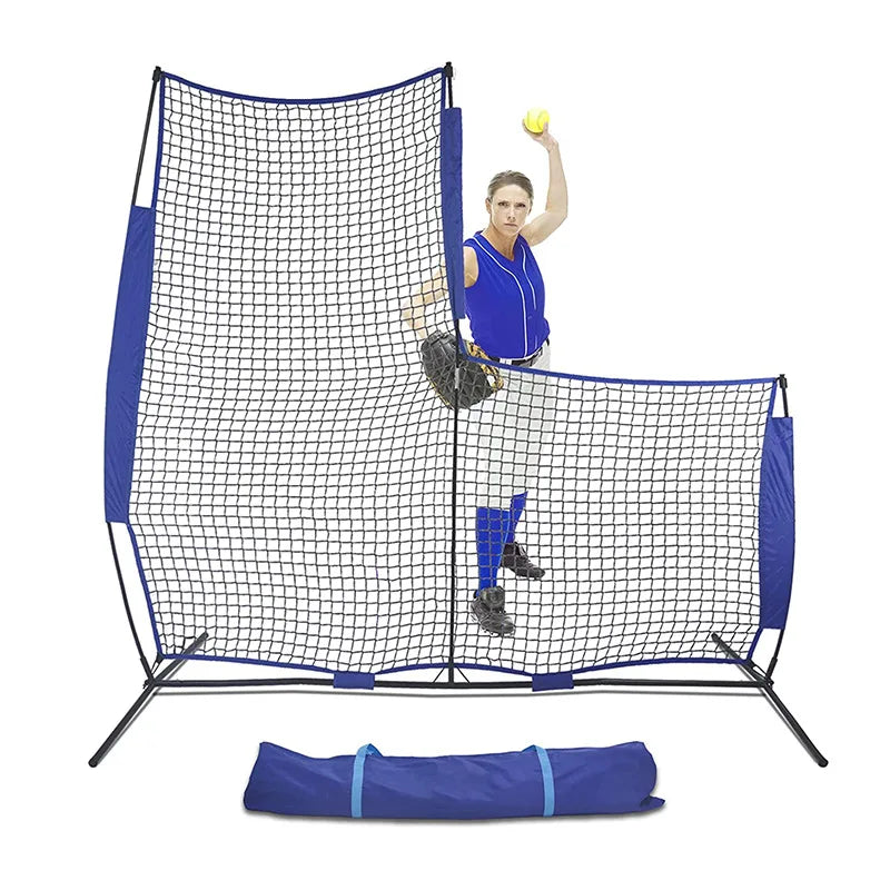 Portable 7X7Ft Baseball Softball Pitcher Protection Net with Frame Protector L Screen Pitching Batting Catching Equipment