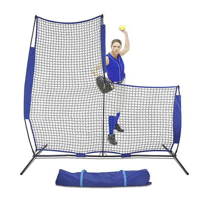 Portable 7X7Ft Baseball Softball Pitcher Protection Net with Frame Protector L Screen Pitching Batting Catching Equipment