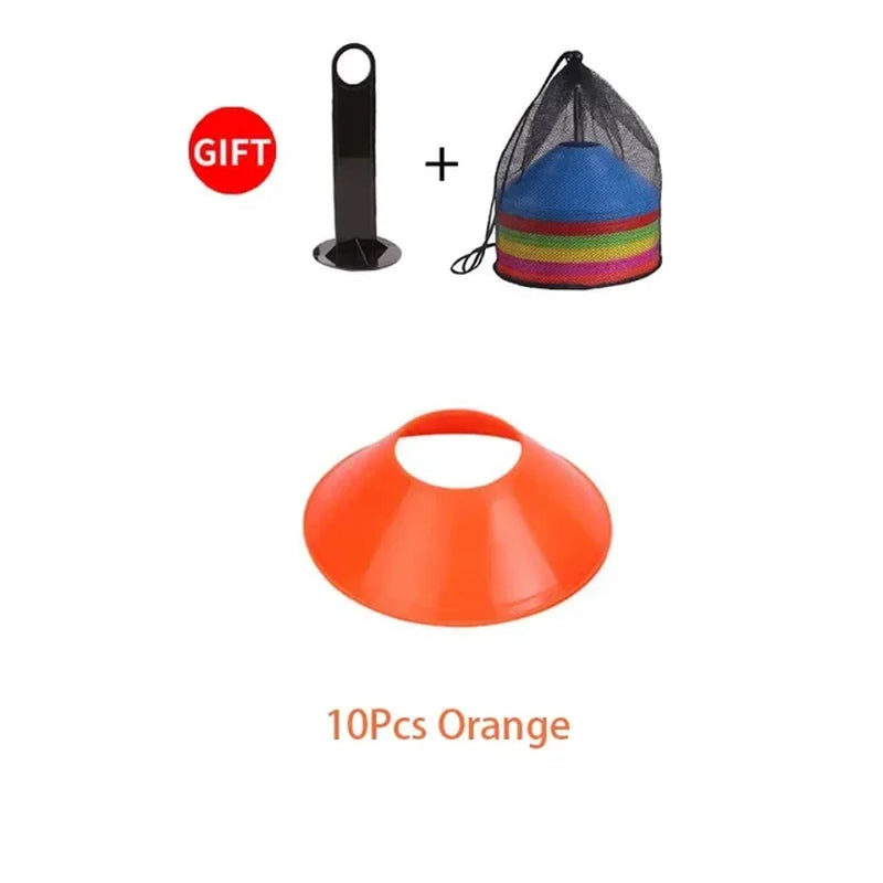 10Pcs Soccer Cones Disc Football Training Discs with Carry Bag Holder Agility Exercise Field Markers Sports Training Equipment