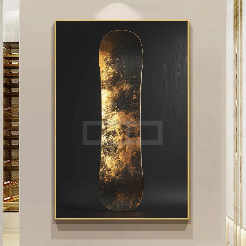 Luxurious Gold Sport Stuff Balls Golf Bowling Rugby Skate Boxingposter Prints Canvas Painting Wall Art Pictures Home Room Decor