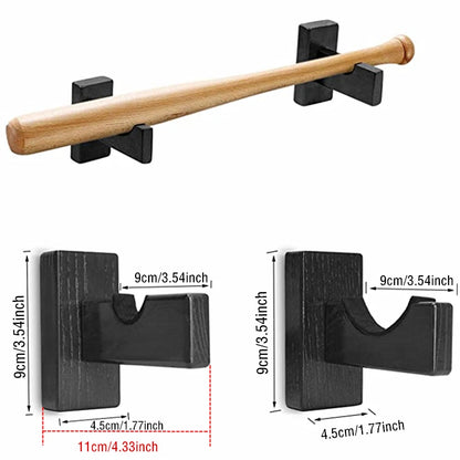 2Pcs Wooden Baseball Bat Display Holder Rack Portable Wall Mount Stand Softball Bat Hockey Stick Rack Bracket