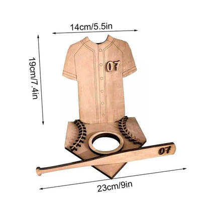 New Simple Unique Wooden Baseball Logo Display Holder Indoor Short Sleeved Desktop Storage Rack Wooden Baseball Stand Display