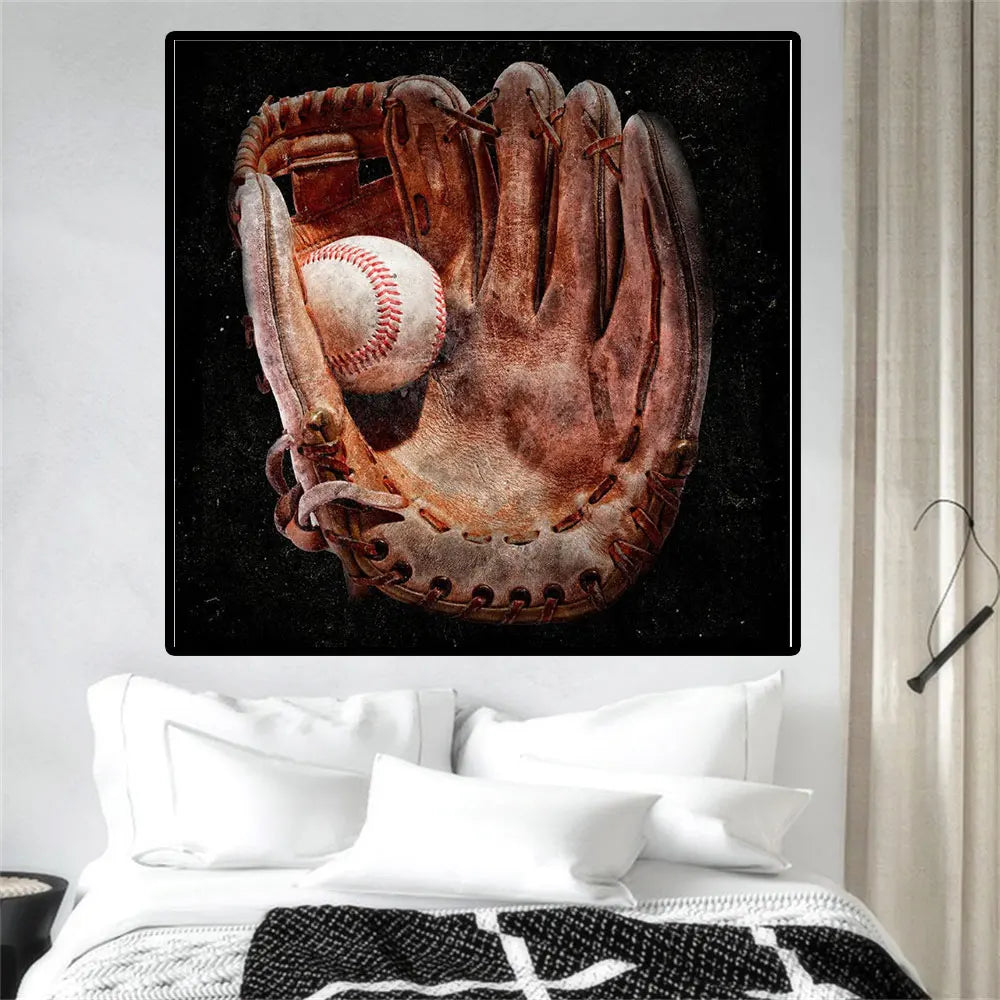 Baseball Sports Retro Style Canvas Mural Wall Art, Several Themed Prints Painting Poster Picture for Gymnasium Living Home Decor