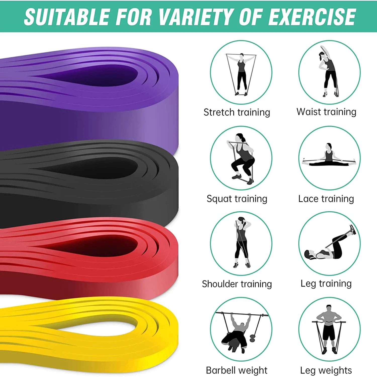 208Cm Stretch Resistance Band Exercise Expander Elastic Fitness Bands Pull up Assist Bands for Training Pilates Home Gym Workout