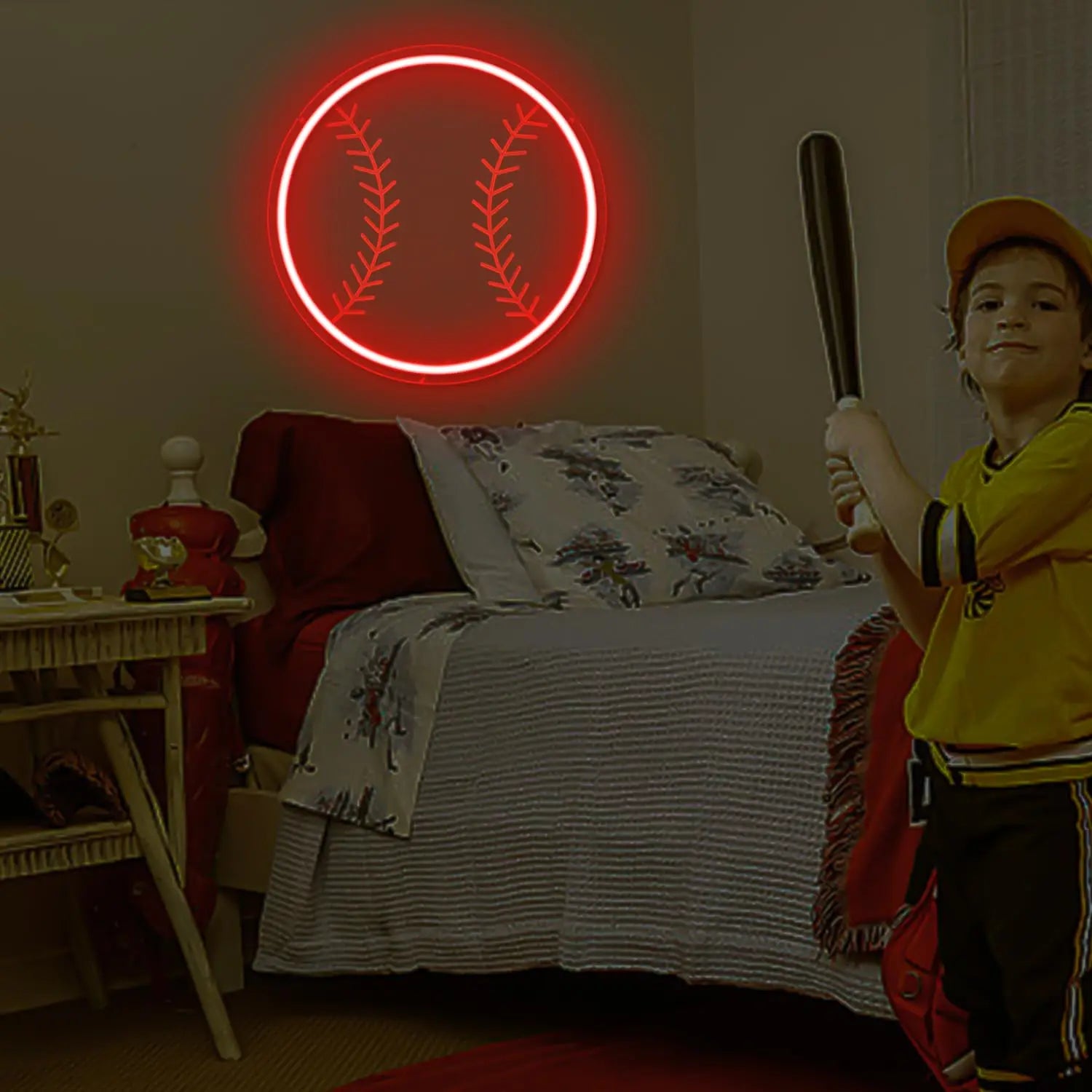 Baseball Neon Sign Bedroom Dimmable Neon Led Wall Sign Sport Decor Man Cave Birthday Party College Club Kids Holiday Gift