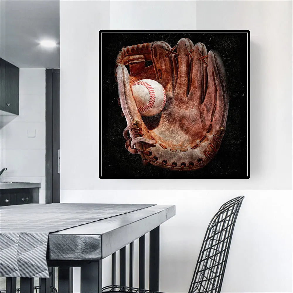 Baseball Sports Retro Style Canvas Mural Wall Art, Several Themed Prints Painting Poster Picture for Gymnasium Living Home Decor