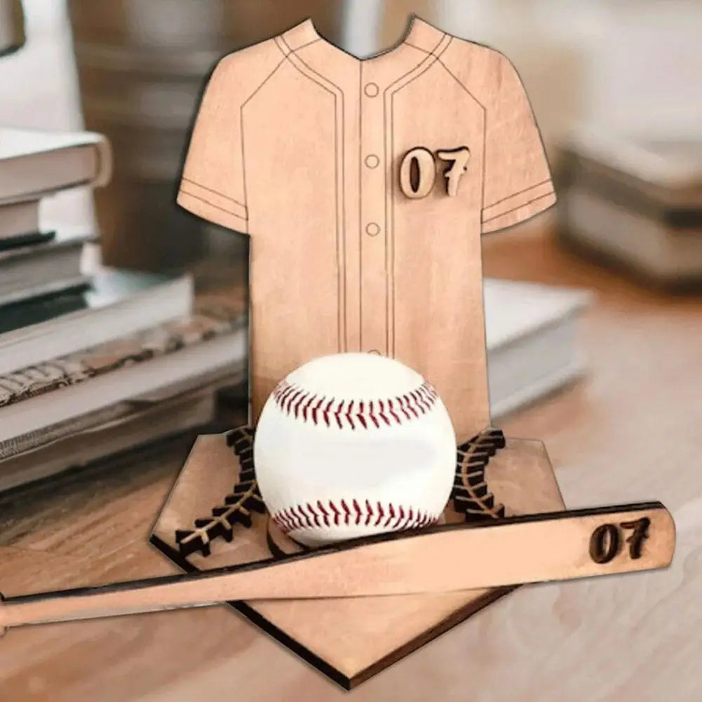 New Simple Unique Wooden Baseball Logo Display Holder Indoor Short Sleeved Desktop Storage Rack Wooden Baseball Stand Display