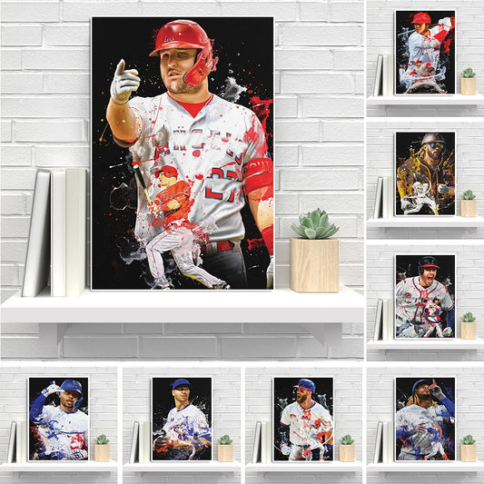 Famous Baseball Star Trout Graffiti Canvas Painting Sports Player Mookie Portrait Poster and Print Wall Art Room Decor Fans Gift