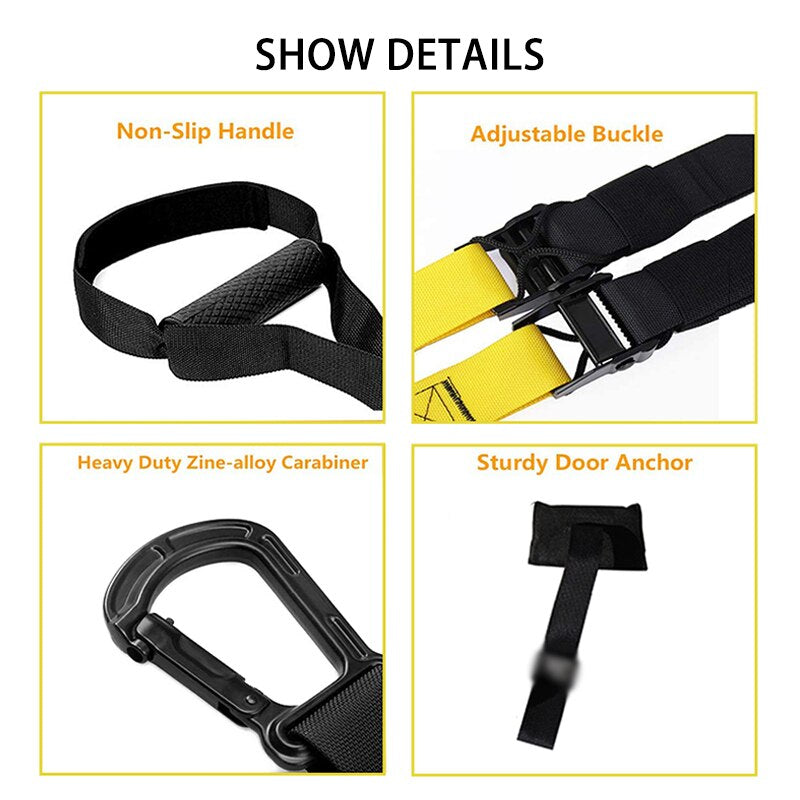 Hanging Training Strap Adjustable Resistance Band Set Elastic Fitness Band Pull Rope Exercise Strap Home Gym Exercise Equipment