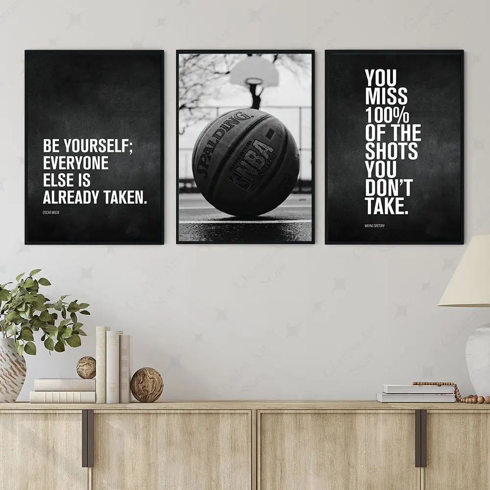 Basketball Football Baseball Goft Poster Black White Sport Photography Canvas Painting Prints Wall Art Pictures Club Rome Decor